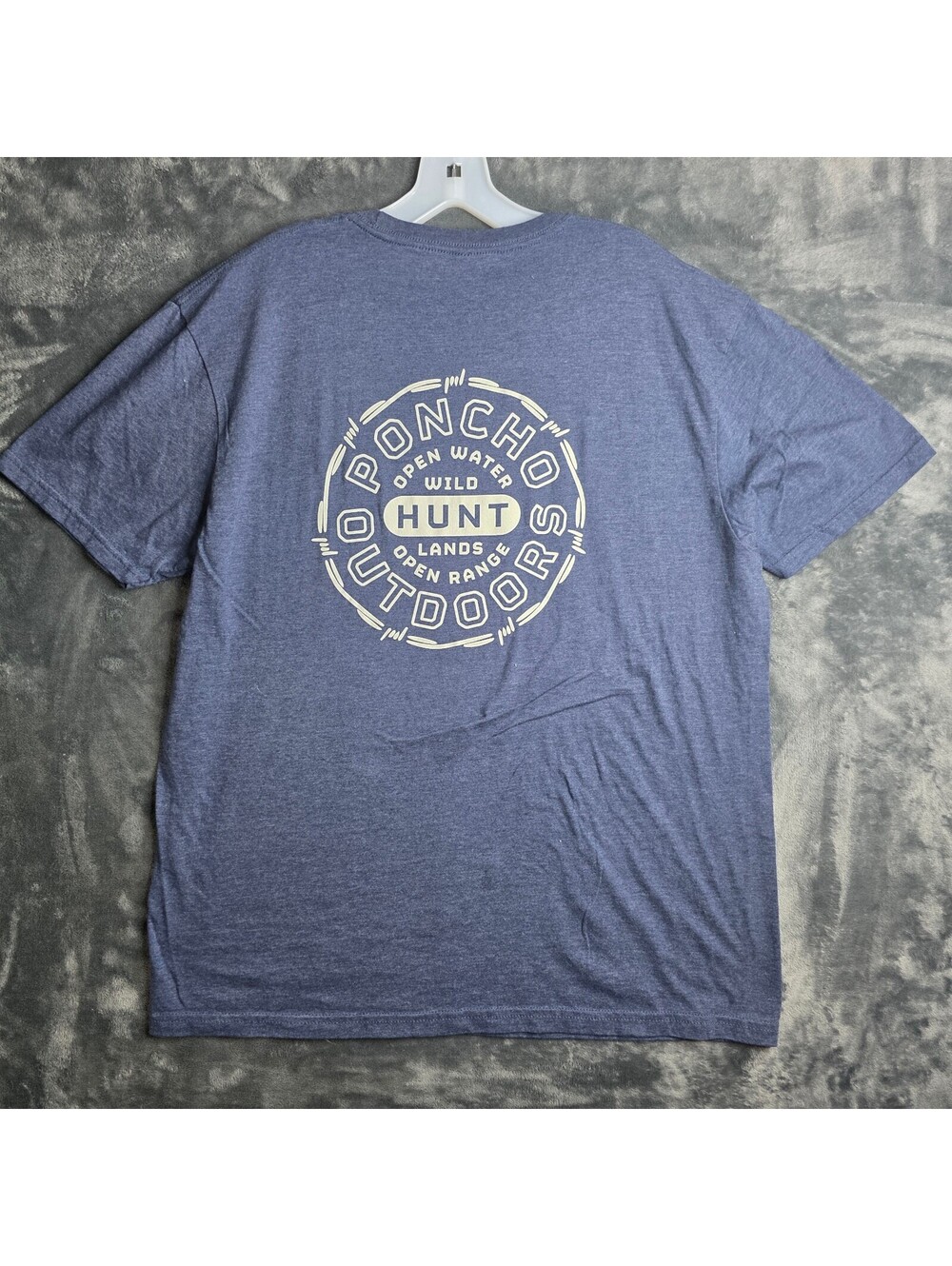 Poncho Shirt Mens Large Blue Hunting Outdoors Texas Graphic Tee Tagless